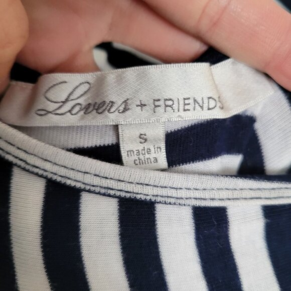 Lovers + Friends Revolve Hiatus Navy White Striped Low Deep Back Jersey Dress Sm - Picture 8 of 9